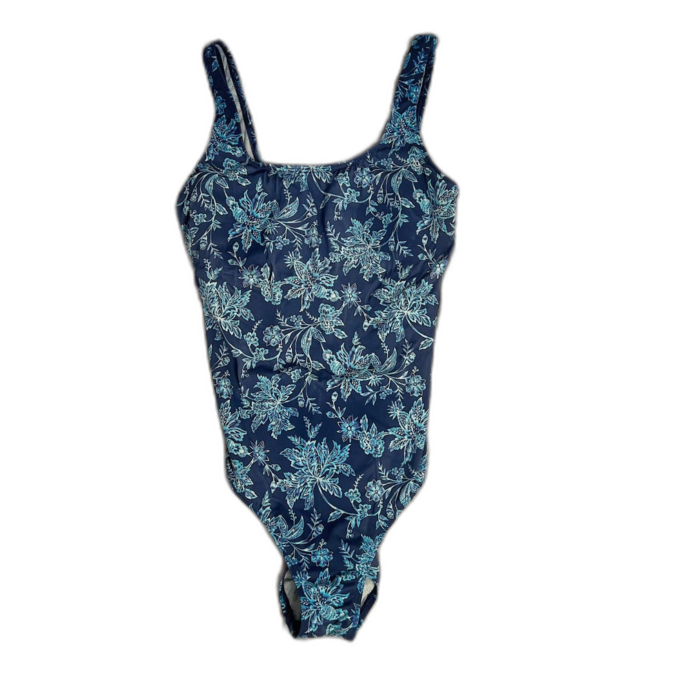 Land's End Blue Floral Onepiece Swimsuit Women's Size 12